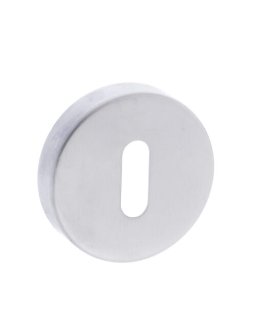 Forme Key Escutcheons on Minimal Round Rose - Satin Chrome