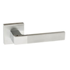 Forme Asti Lever Door Handle on Minimal Square Rose - Satin Chrome/Polished Chrome