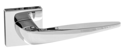 Forme Foglia Lever Door Handle on Minimal Square Rose - Polished Chrome