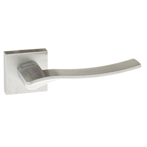 Forme Olimpia Lever Door Handle on Minimal Square Rose - Satin Chrome