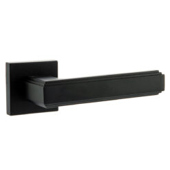 Forme Alila Lever Door Handle on Minimal Square Rose - Matt Black