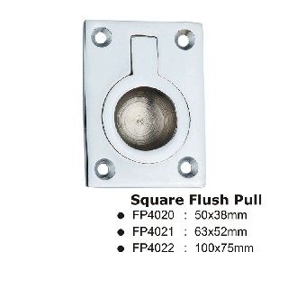 Square Flush Pull – 63×52mm – Polished Chrome