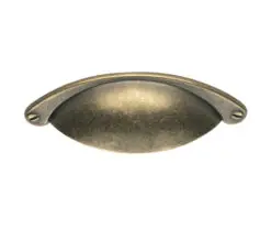 Traditional Cupboard Cup Pull Handle (64Mm C/C), Antique Brass