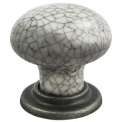 Fingertip FTD630AASMC Ftd Porcelain Knob With Finished Base 35mm Antique Steel/Midnight Blue Crackle Glaze