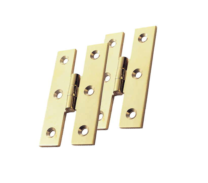 Fingertip H Pattern Hinges (64Mm X 35Mm), Polished Brass (Sold In Pairs)