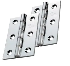 3 Inch Double Washered Hinges, Polished Chrome (Sold In Pairs)
