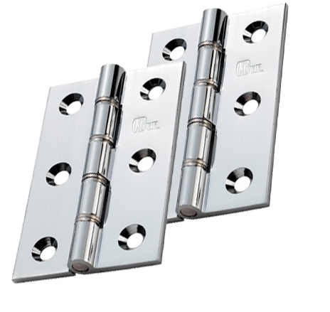 3 Inch Double Washered Hinges, Polished Chrome (Sold In Pairs)