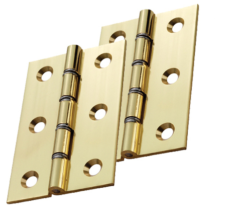 3 Inch Double Washered Hinges, Polished Brass (Sold In Pairs)