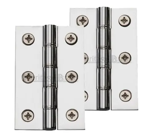Heritage Brass 3 Inch Heavier Duty Double Phosphor Washered Butt Hinges, Polished Chrome (Sold In Pairs)