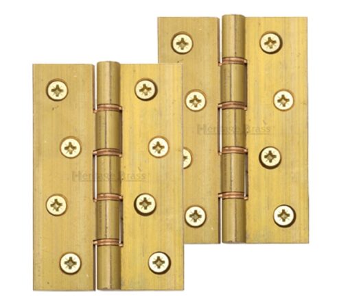 Heritage Brass 4" X 2 5/8" Heavier Duty Double Phosphor Washered Butt Hinges, Natural Brass (Sold In Pairs)