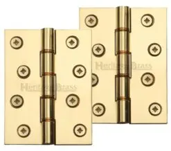 Heritage Brass 4 Inch Heavier Duty Double Phosphor Washered Butt Hinges, Polished Brass - (Sold In Pairs)