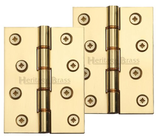 Heritage Brass 4 Inch Heavier Duty Double Phosphor Washered Butt Hinges, Polished Brass - (Sold In Pairs)