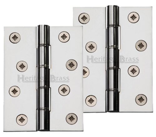 Heritage Brass 4 Inch Heavier Duty Double Phosphor Washered Butt Hinges, Polished Chrome - (Sold In Pairs)