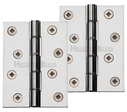 Heritage Brass 4 Inch Heavier Duty Double Phosphor Washered Butt Hinges, Polished Chrome - (Sold In Pairs)