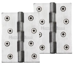 Heritage Brass 4 Inch Heavier Duty Double Phosphor Washered Butt Hinges, Satin Chrome - (Sold In Pairs)