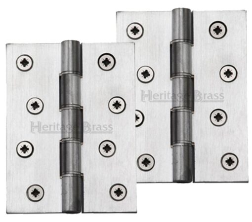 Heritage Brass 4 Inch Heavier Duty Double Phosphor Washered Butt Hinges, Satin Chrome - (Sold In Pairs)