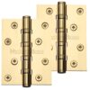 Heritage Brass 4" X 3" Ball Bearing (Steel Pin) Hinges, Polished Brass (Sold In Pairs)