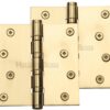 Heritage Brass 4" X 4" Ball Bearing (Steel Pin) Hinges, Polished Brass - (Sold In Pairs)