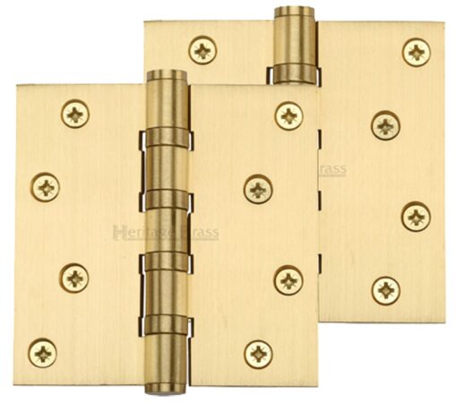 Heritage Brass 4" X 4" Ball Bearing (Steel Pin) Hinges, Satin Brass - (Sold In Pairs)