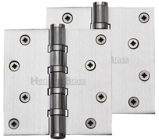 Heritage Brass 4" X 4" Ball Bearing (Steel Pin) Hinges, Satin Chrome - (Sold In Pairs)