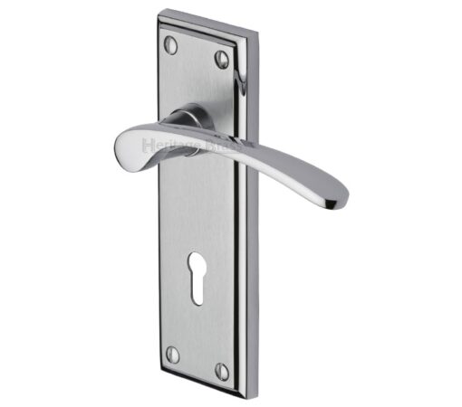 Heritage Brass Hilton Apollo Finish Satin Chrome With Polished Chrome Edge Door Handles (Sold In Pairs)