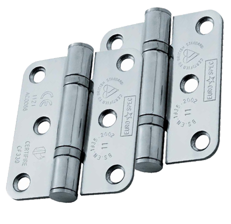 Eurospec Enduro 3 Inch Grade 11 Stainless Steel Ball Bearing Radius Hinges (Various Finishes) (Sold In Pairs)