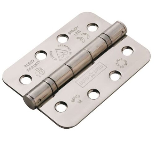 HIN14325/13BSS/R - Carlisle Brass Ball Bearing Hinge 4 x 3 x 2.5mm Grade 13 Radius (Pack of 3) Polished Stainless Steel