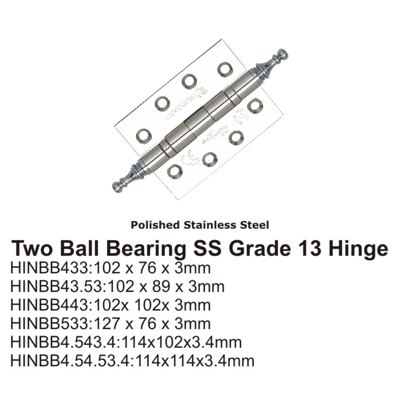 Two Ball Bearing Ss Grade 13 Hinge -102 X 76 X 3Mm