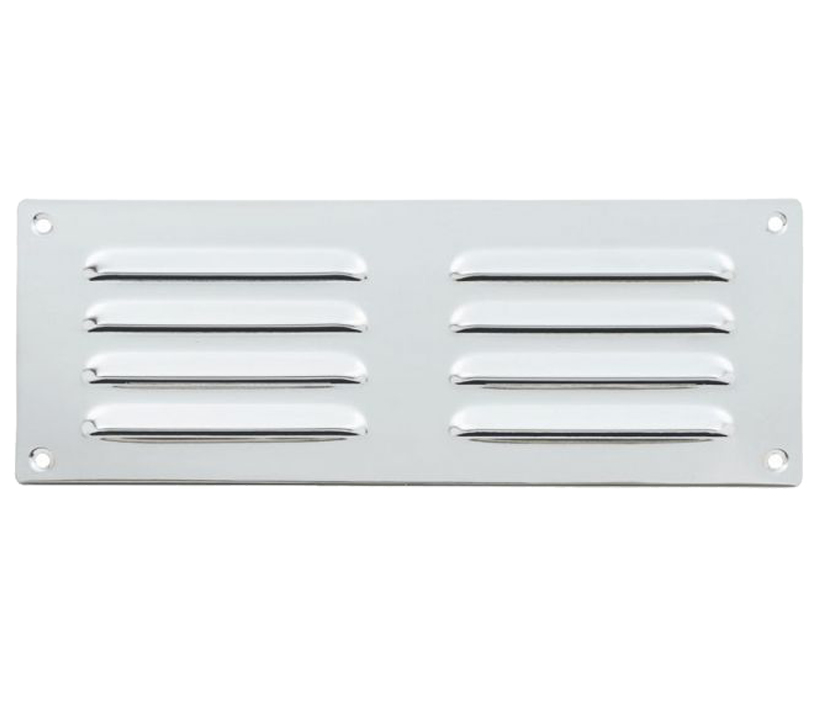 Hooded Louvre Brass Vent, Polished Chrome