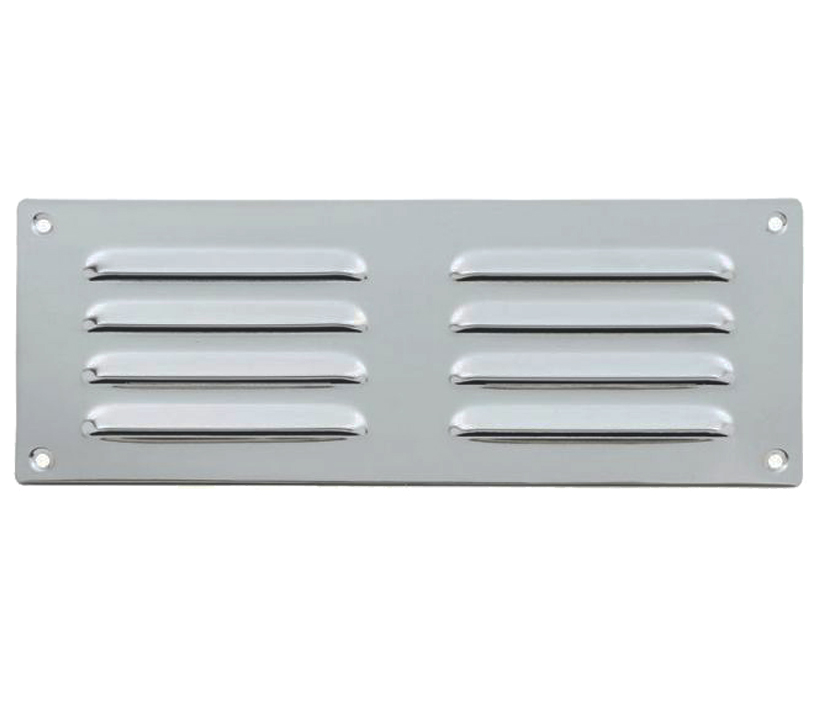 Hooded Louvre Brass Vent, Satin Chrome