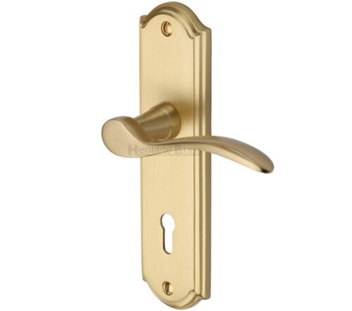 Heritage Brass Howard Satin Brass Door Handles (Sold In Pairs)