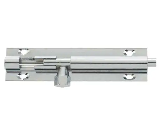 Straight Brass Barrel Bolt (Various Sizes), Polished Chrome