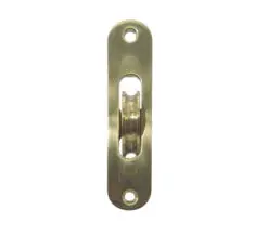 Frelan Hardware Sash Window Radiused Axle Pulley, Polished Brass With Brass Roller