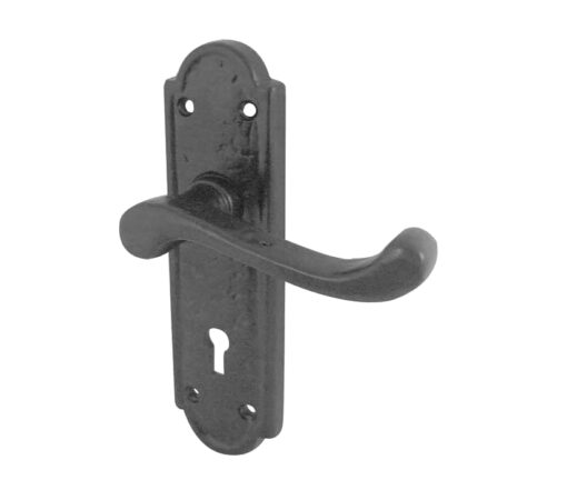 Turnberry Door Handles On Backplate, Black Antique (sold in pairs)