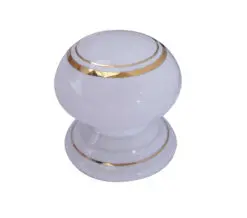 Porcelain Cupboard Door Knobs, Goldline White