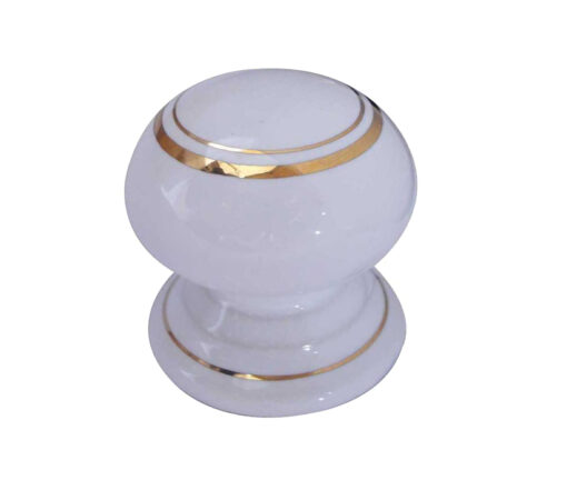 Porcelain Cupboard Door Knobs, Goldline White