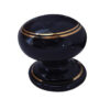 Porcelain Cupboard Door Knobs, Goldline Black