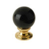 Black Coloured Plain Ball Glass Cupboard Door Knob, Polished Brass