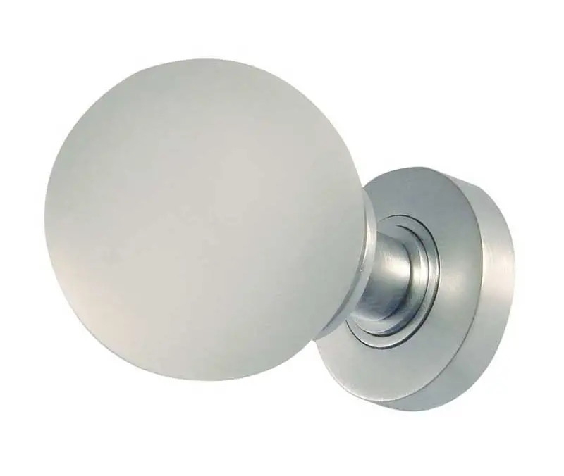 Frosted Ball Glass Mortice Door Knobs Satin Chrome