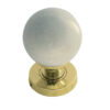 White Marble Mortice Door Knob, Polished Brass (sold in pairs)