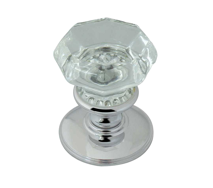 Flower Glass Mortice Door Knob Polished Chrome