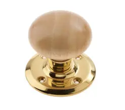 Pine Wood Mortice Door Knobs, Polished Brass