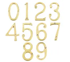 Screw Fix Numerals (0-9), Polished Brass