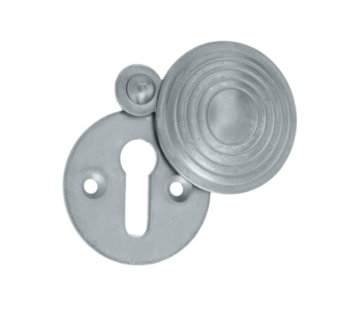 Frelan Hardware Standard Profile Reeded Covered Escutcheon, Satin Chrome