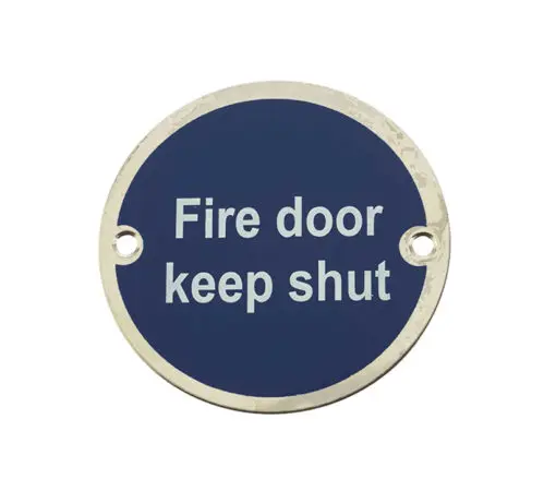 Frelan Hardware Fire Door Keep Shut Sign (75Mm Diameter), Polished Stainless Steel