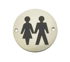 Frelan Hardware Unisex Pictogram Sign (75Mm Diameter), Polished Stainless Steel