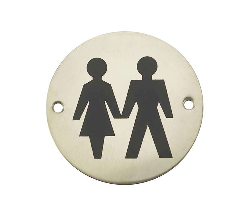 Frelan Hardware Unisex Pictogram Sign (75Mm Diameter), Polished Stainless Steel