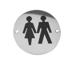 Frelan Hardware Unisex Pictogram Sign (75Mm Diameter), Satin Stainless Steel