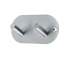 Frelan Hardware Double Robe Hook On Rounded Backplate, Satin Stainless Steel