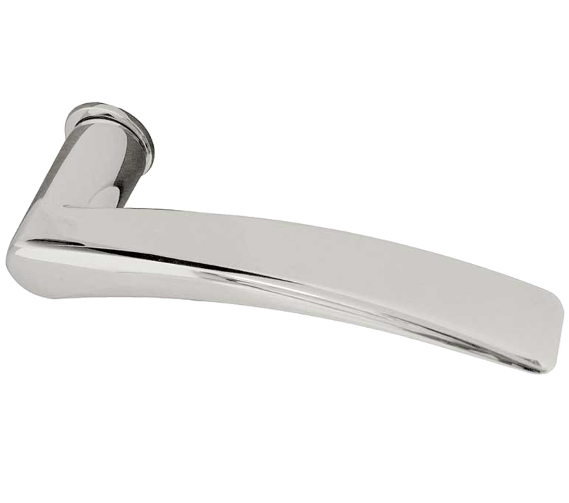 Frelan Hardware Reguitti Collina Door Handles On Minimal Round Rose, Polished Chrome (Sold In Pairs)